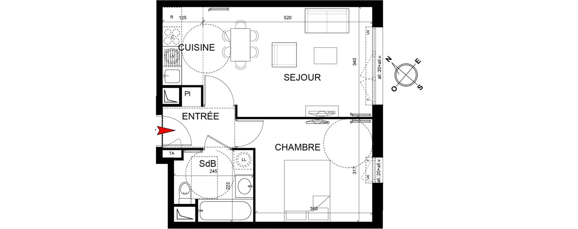 Appartement T2 de 40,33 m2 &agrave; Trappes Centre