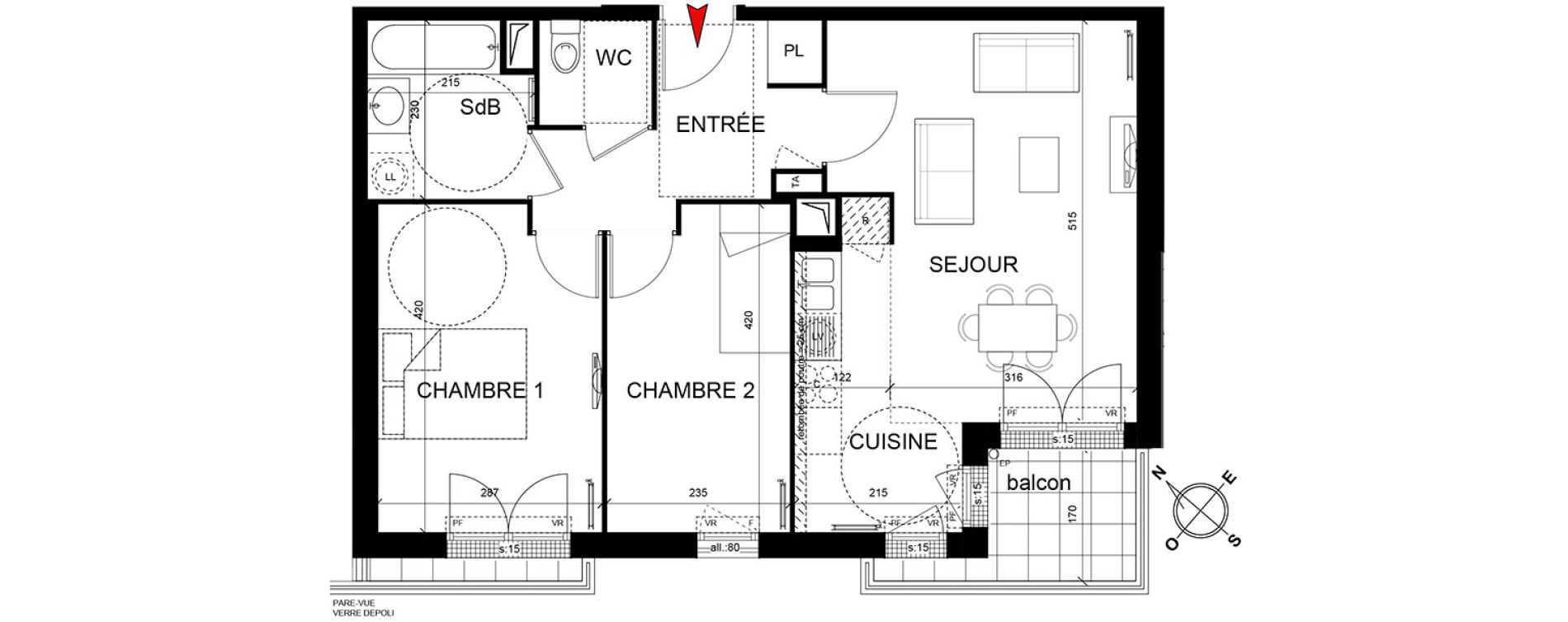 Appartement T3 de 58,53 m2 &agrave; Trappes Centre