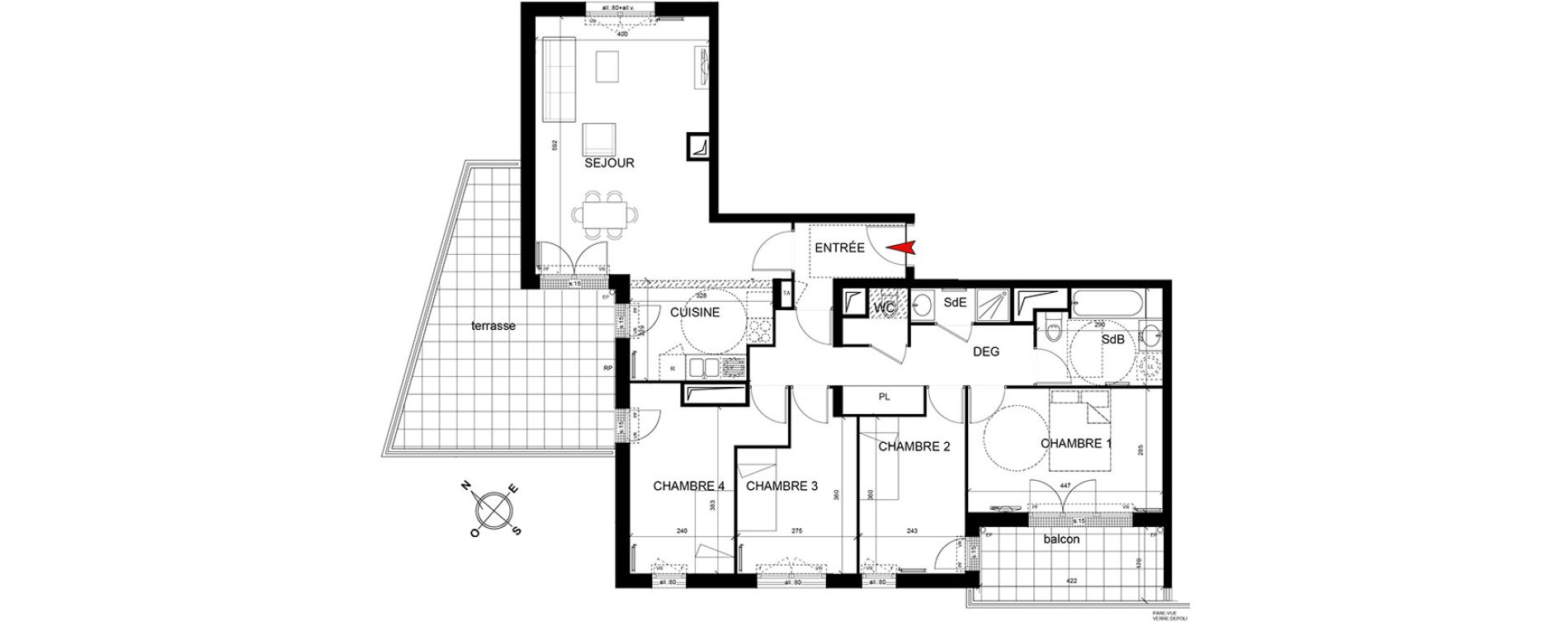 Appartement T5 de 98,89 m2 &agrave; Trappes Centre