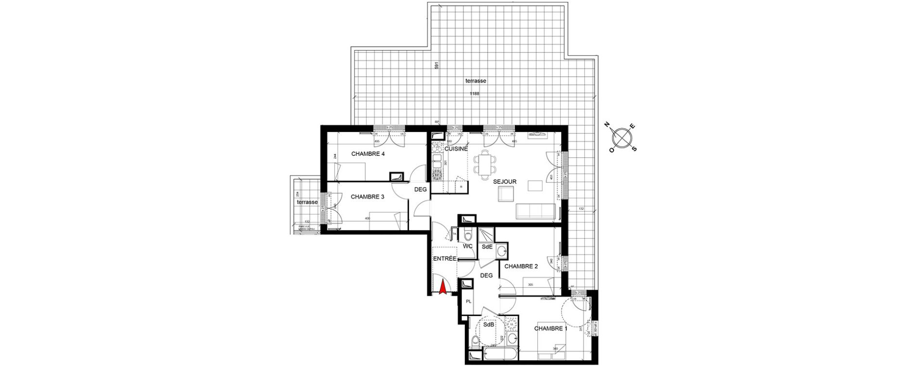 Appartement T5 de 91,76 m2 &agrave; Trappes Centre