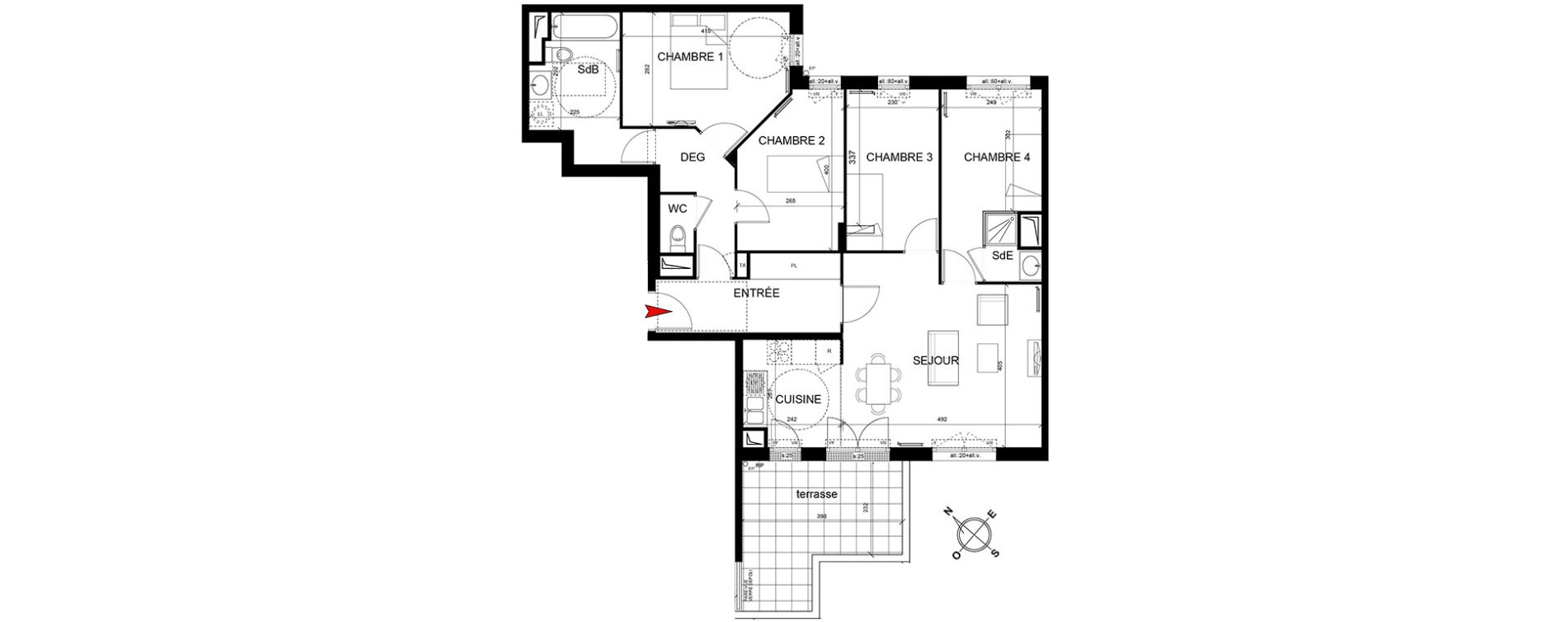 Appartement T5 de 89,70 m2 &agrave; Trappes Centre