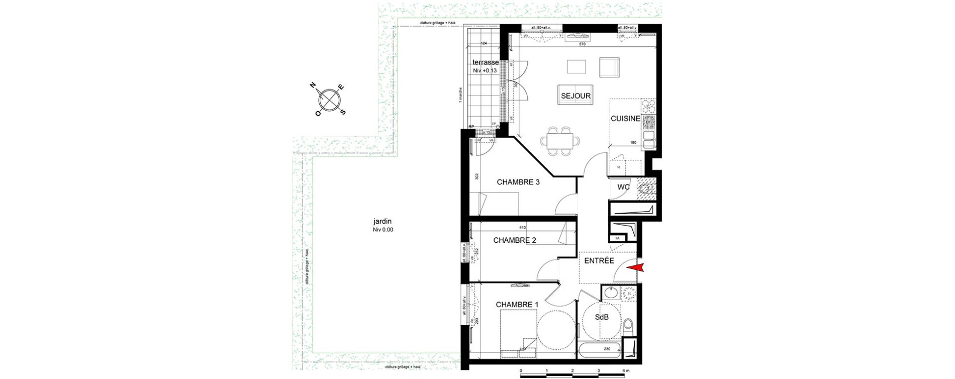 Appartement T4 de 75,06 m2 &agrave; Trappes Centre