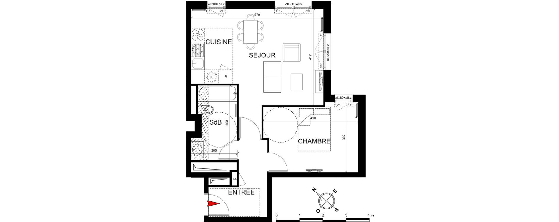 Appartement T2 de 45,78 m2 &agrave; Trappes Centre