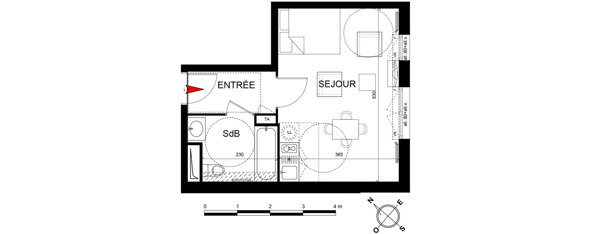 Appartement T1 de 27,85 m2 &agrave; Trappes Centre