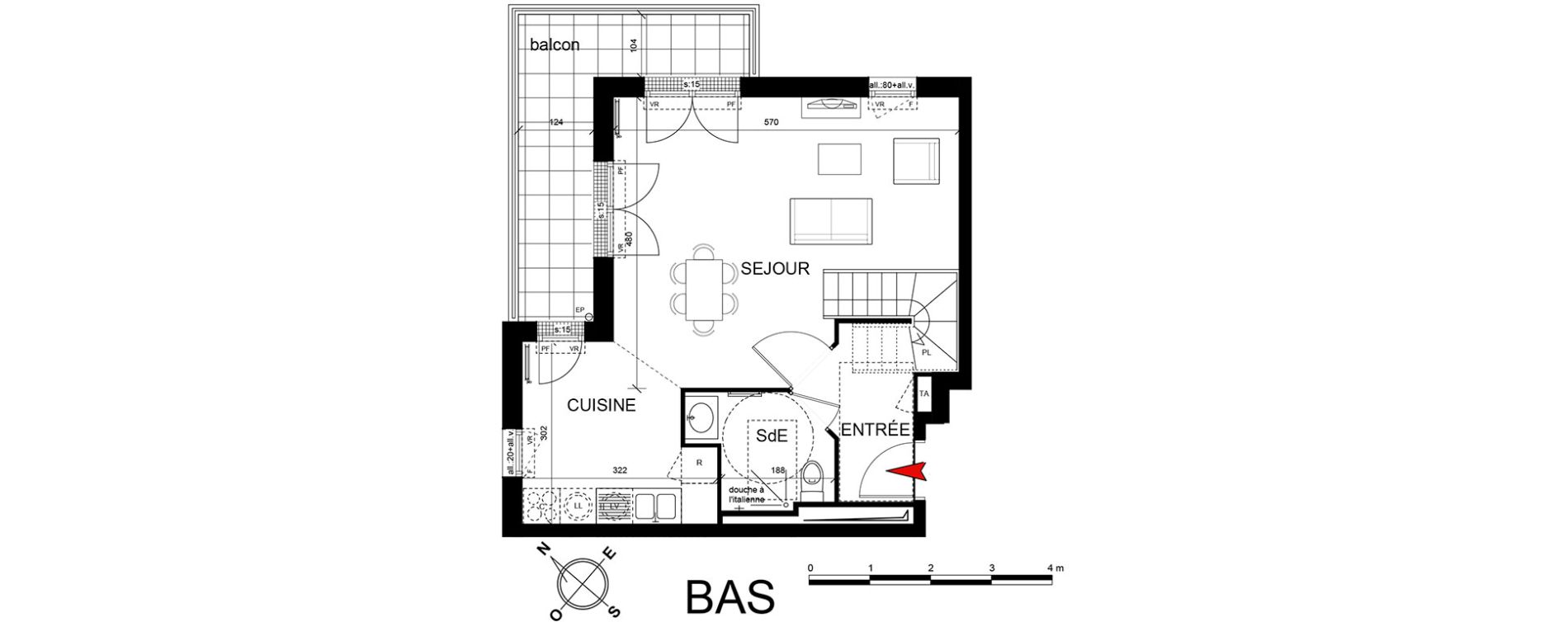 Appartement T4 de 79,93 m2 &agrave; Trappes Centre