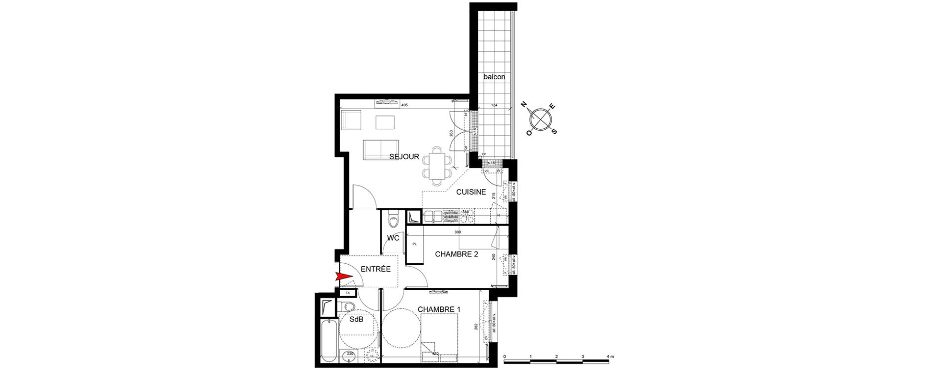 Appartement T3 de 57,41 m2 &agrave; Trappes Centre