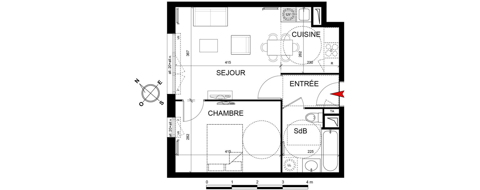 Appartement T2 de 40,12 m2 &agrave; Trappes Centre