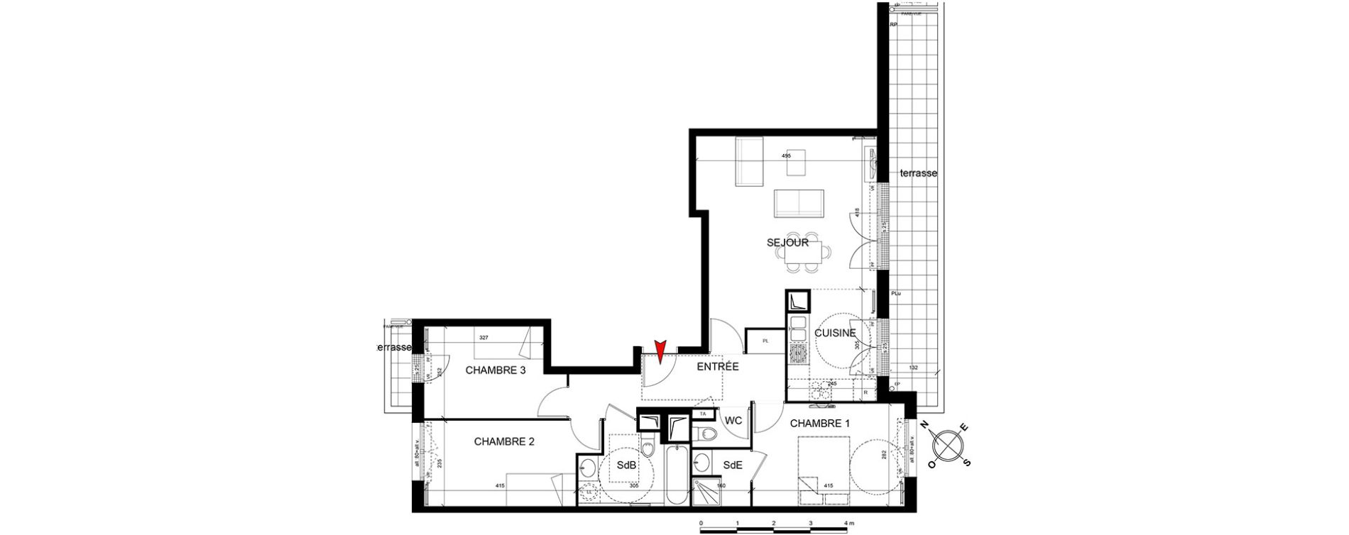 Appartement T4 de 78,39 m2 &agrave; Trappes Centre