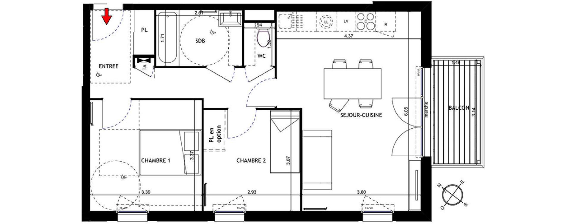 Appartement T3 de 59,13 m2 &agrave; Trappes Centre