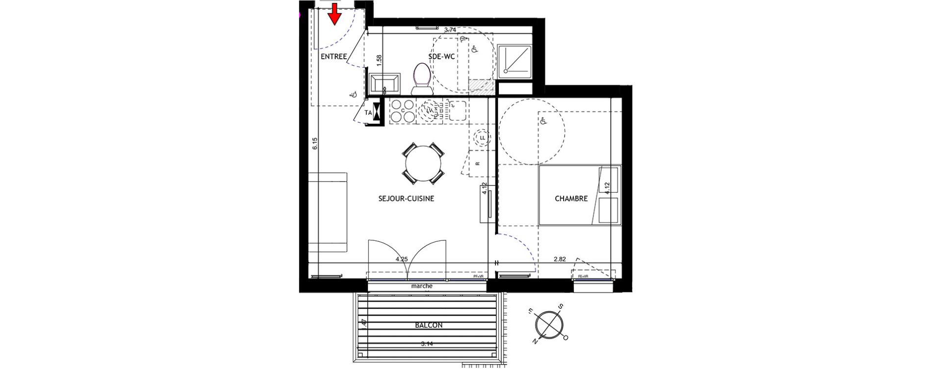 Appartement T2 de 37,10 m2 &agrave; Trappes Centre