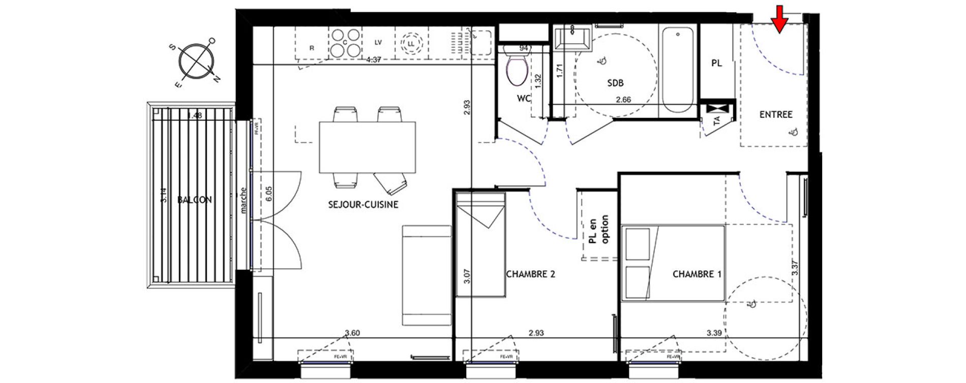 Appartement T3 de 59,13 m2 &agrave; Trappes Centre