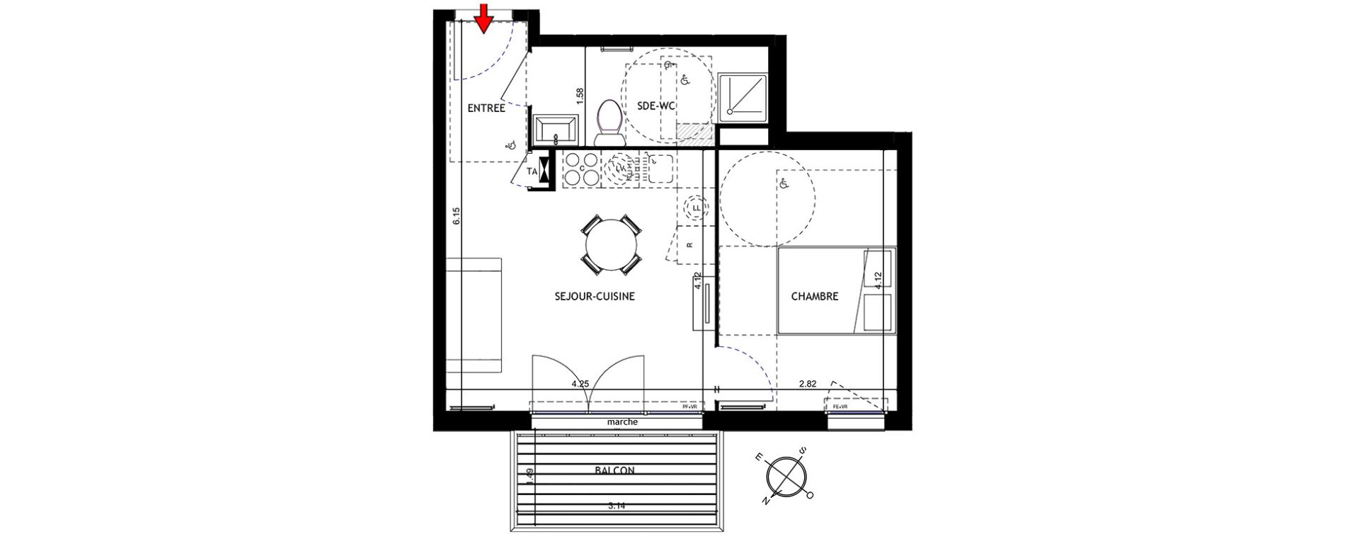 Appartement T2 de 37,10 m2 &agrave; Trappes Centre