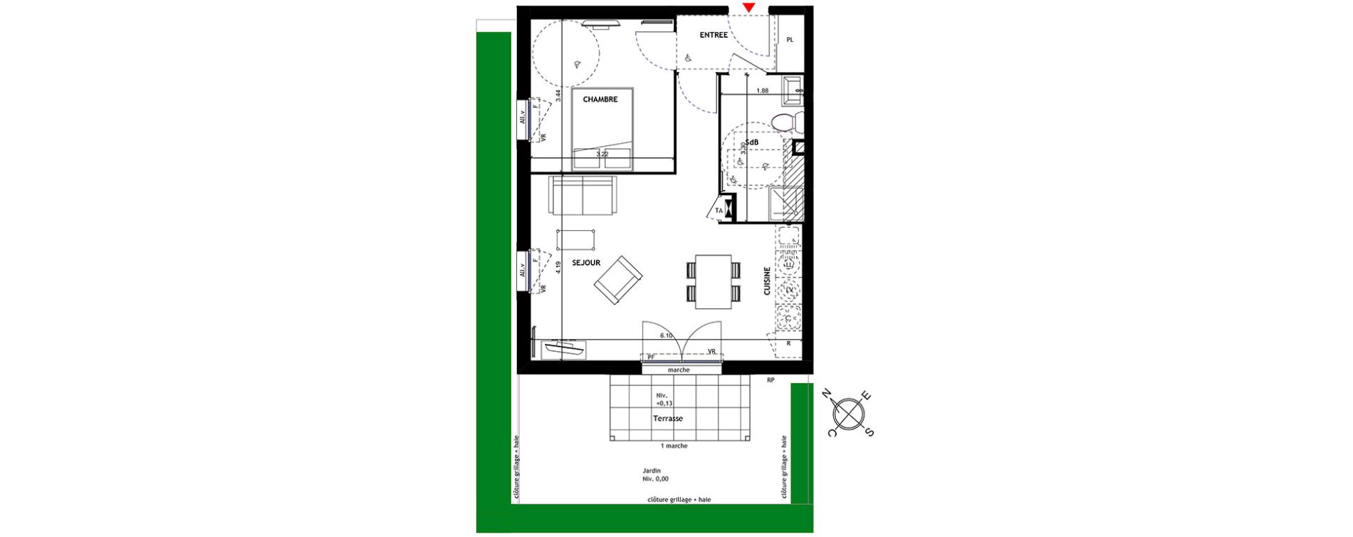 Appartement T2 de 46,25 m2 &agrave; Trappes Centre
