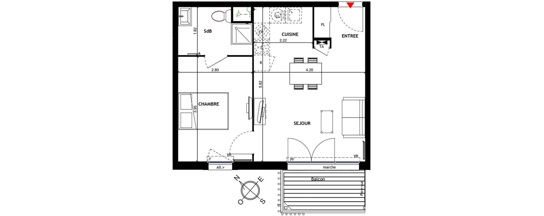 Appartement T2 de 40,05 m2 &agrave; Trappes Centre