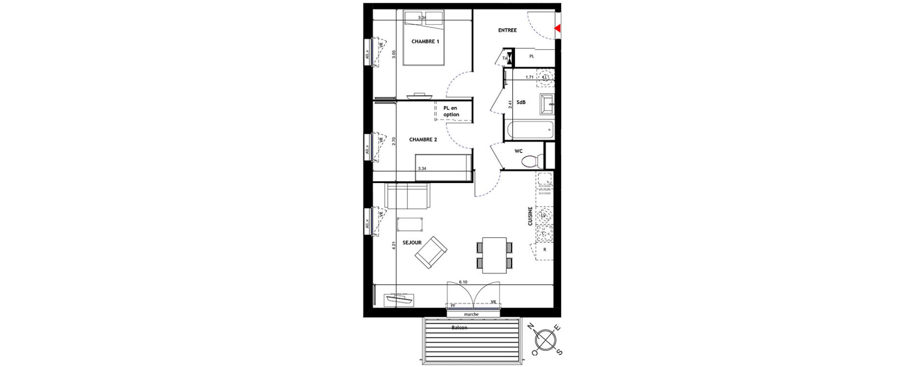 Appartement T3 de 59,90 m2 &agrave; Trappes Centre