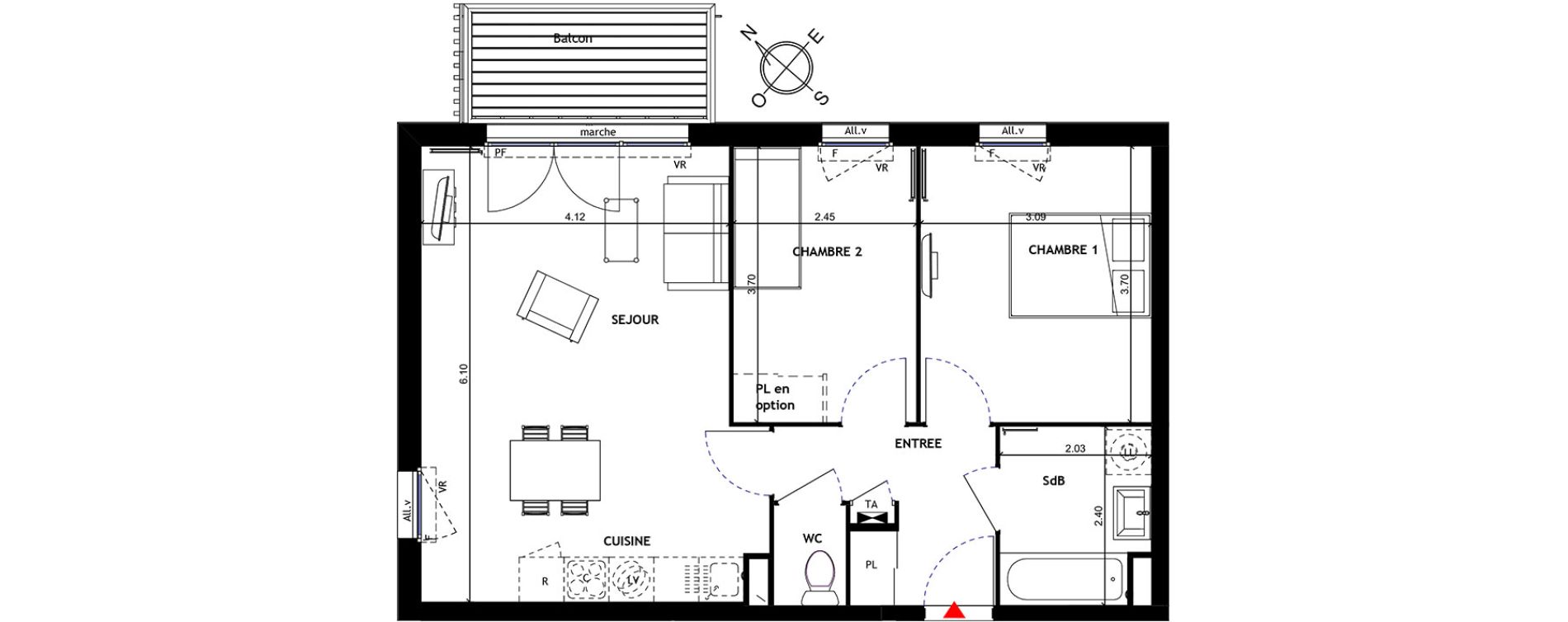 Appartement T3 de 58,05 m2 &agrave; Trappes Centre