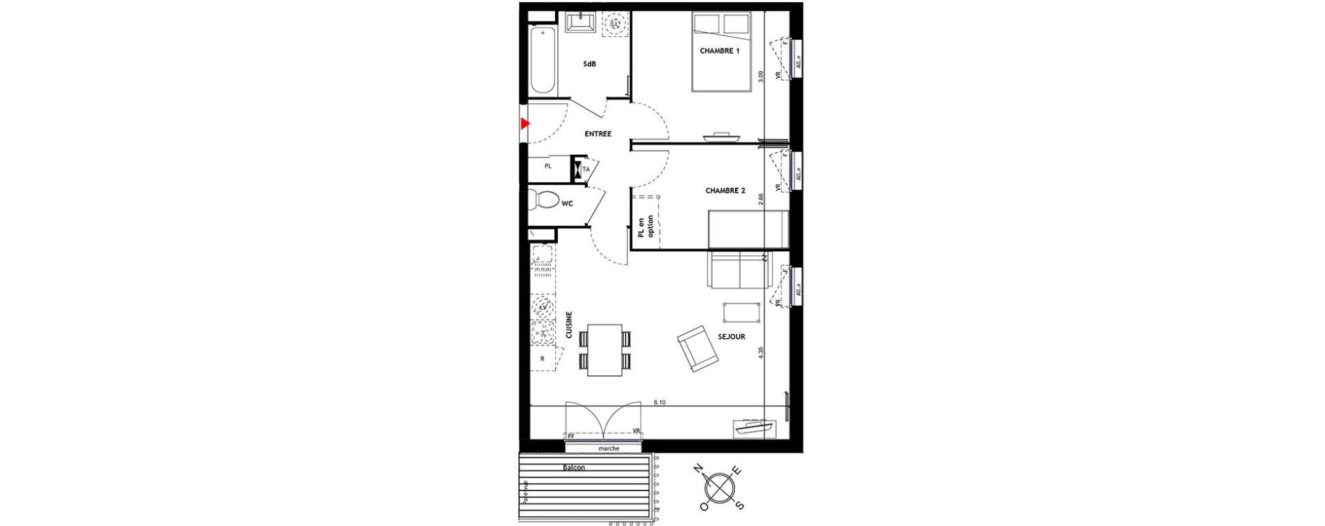 Appartement T3 de 59,90 m2 &agrave; Trappes Centre