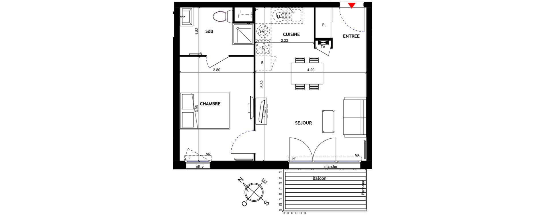 Appartement T2 de 40,05 m2 &agrave; Trappes Centre