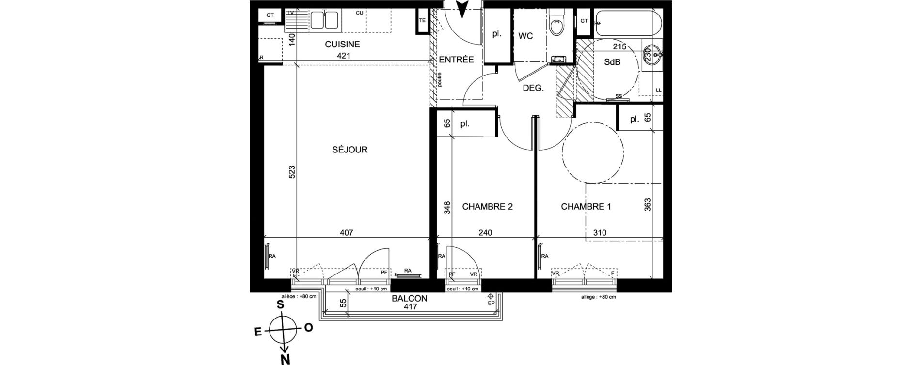 Appartement T3 de 62,60 m2 &agrave; Trappes Centre