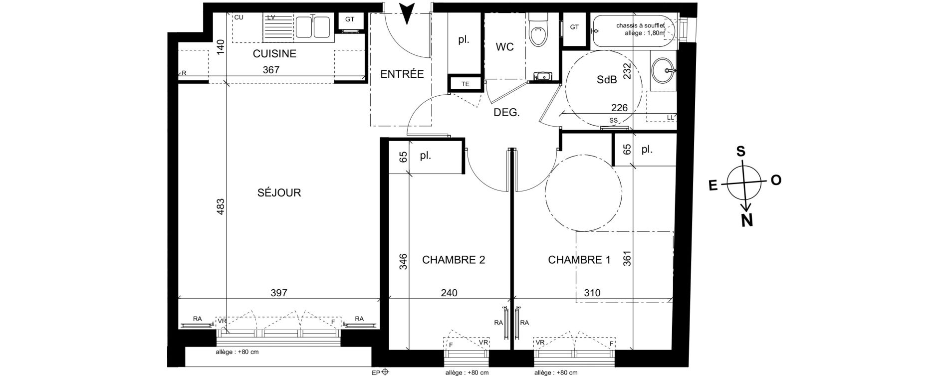 Appartement T3 de 60,25 m2 &agrave; Trappes Centre