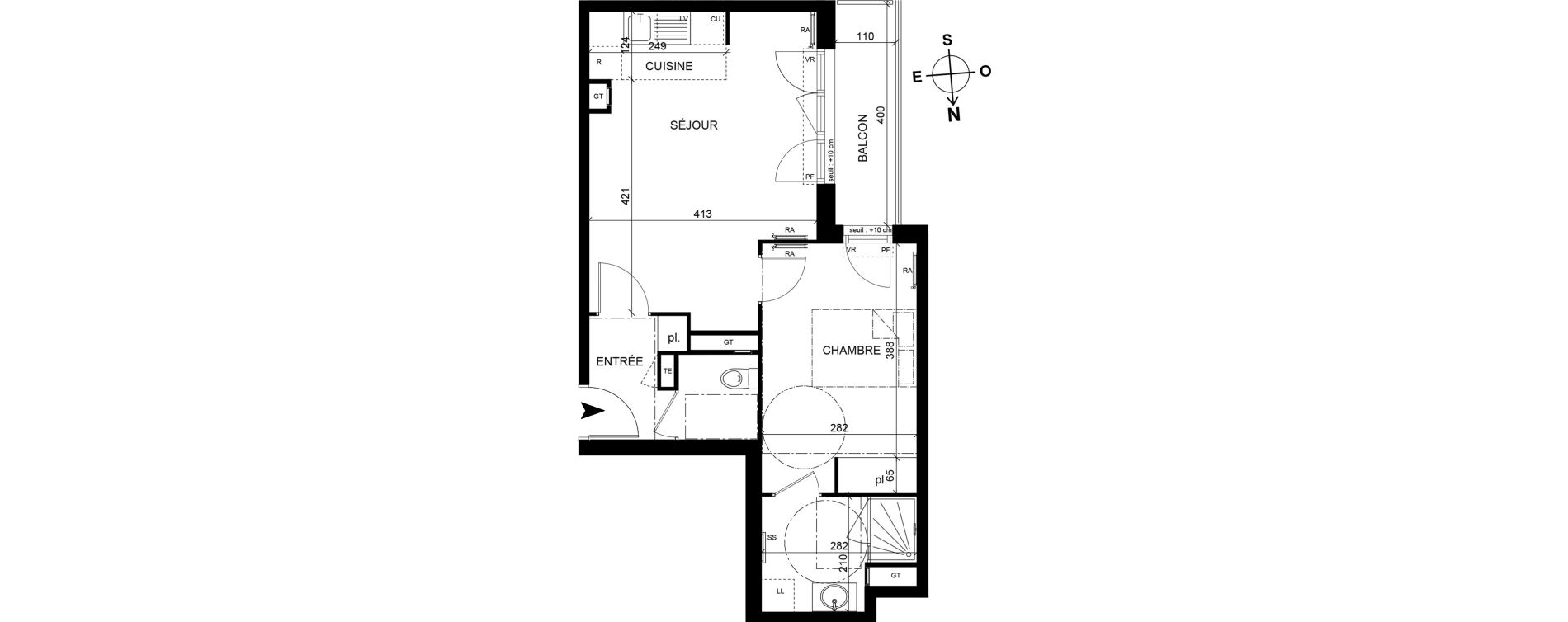 Appartement T2 de 45,10 m2 &agrave; Trappes Centre