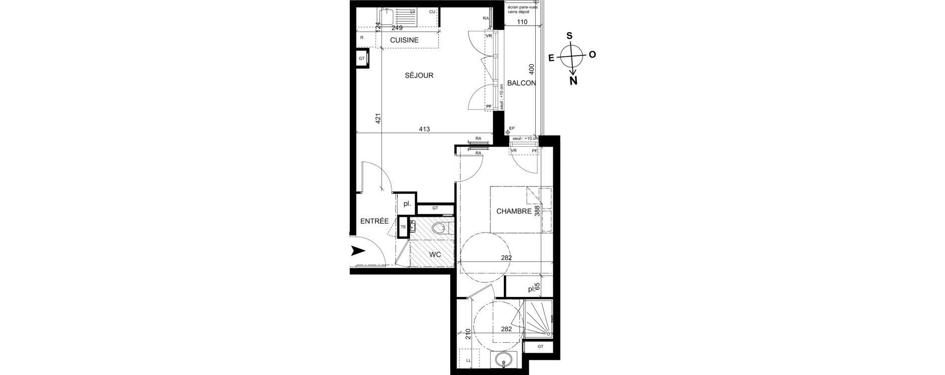 Appartement T2 de 45,50 m2 &agrave; Trappes Centre