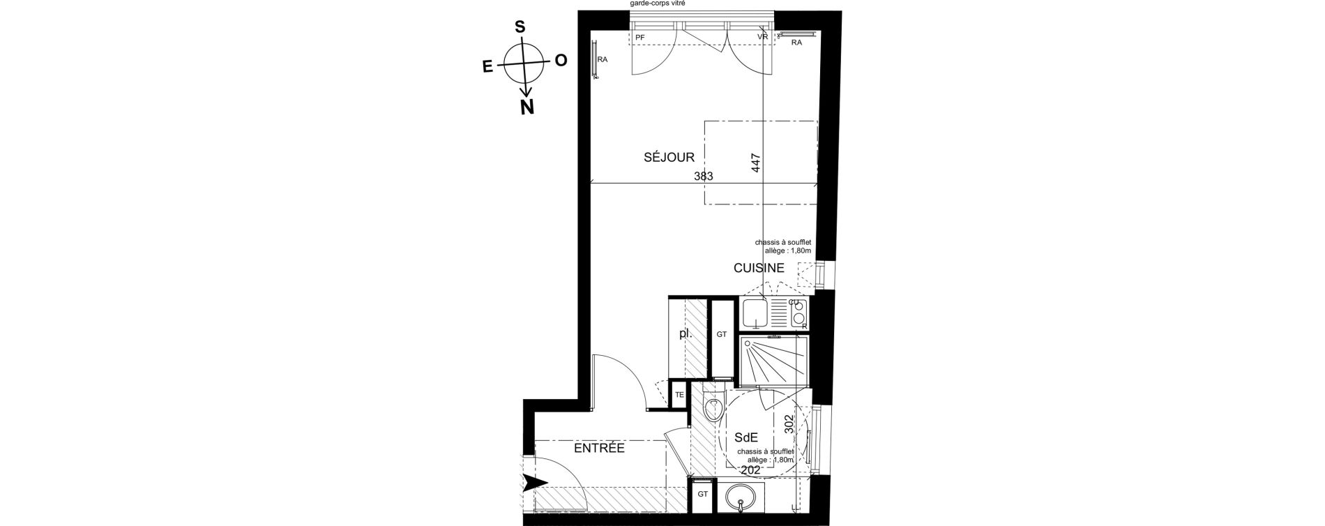 Appartement T1 de 31,00 m2 &agrave; Trappes Centre
