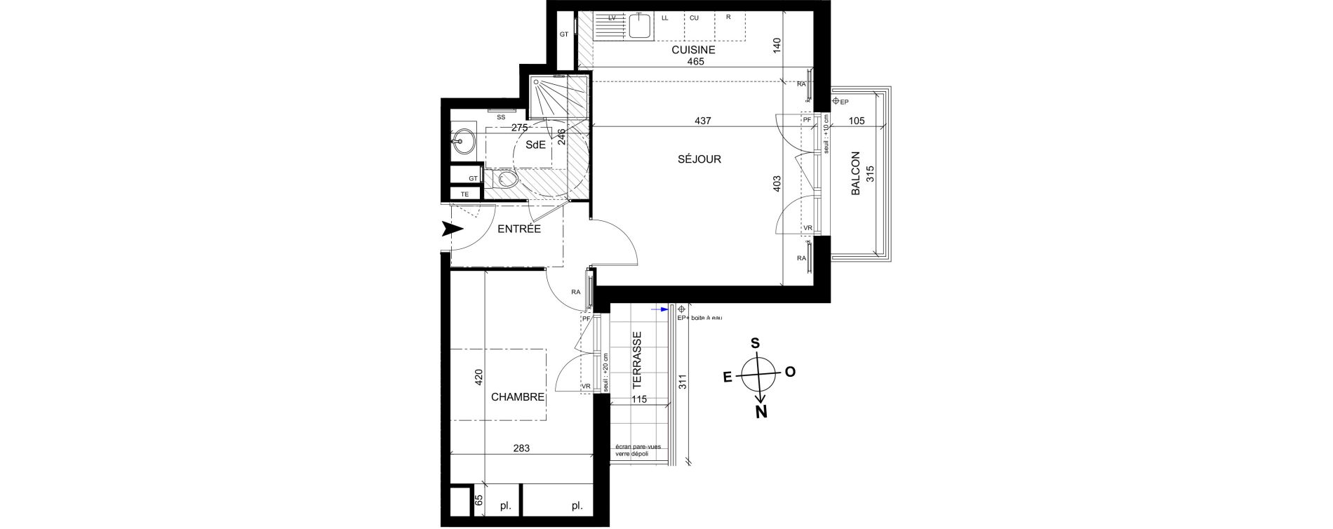 Appartement T2 de 46,50 m2 &agrave; Trappes Centre