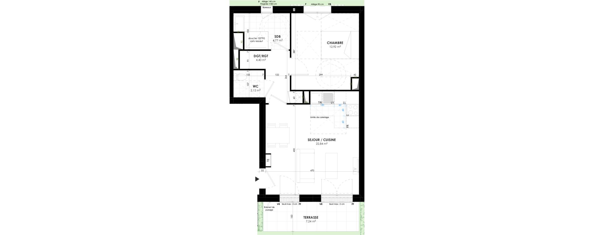 Appartement T2 de 47,06 m2 &agrave; Triel-Sur-Seine Les murs blancs