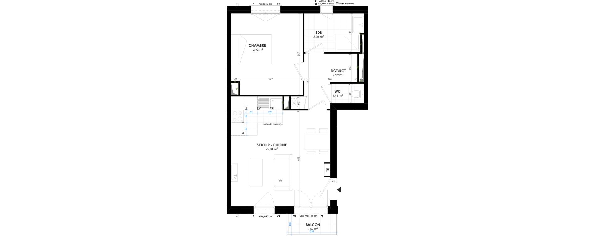 Appartement T2 de 47,22 m2 &agrave; Triel-Sur-Seine Les murs blancs