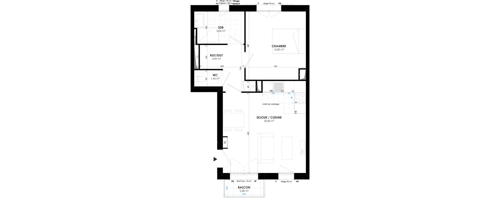 Appartement T2 de 47,19 m2 &agrave; Triel-Sur-Seine Les murs blancs