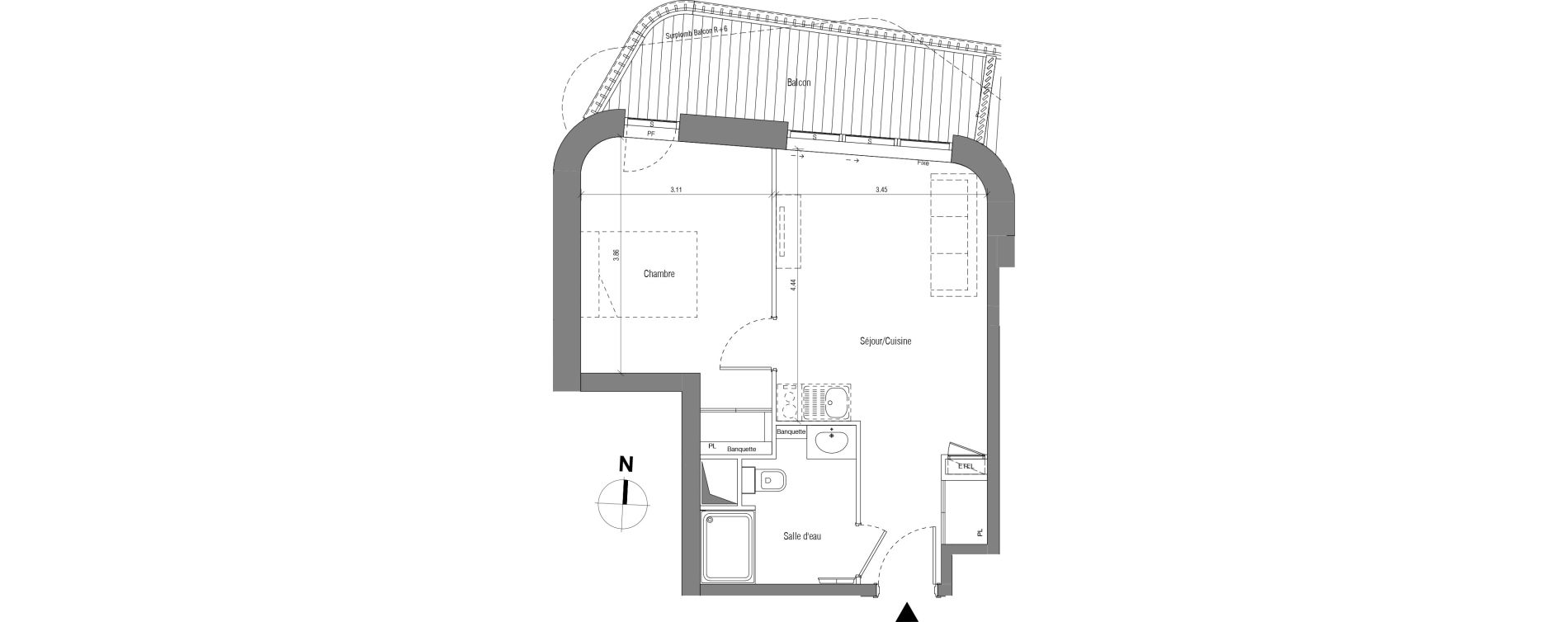Appartement T2 de 38,12 m2 &agrave; V&eacute;lizy-Villacoublay Louvois