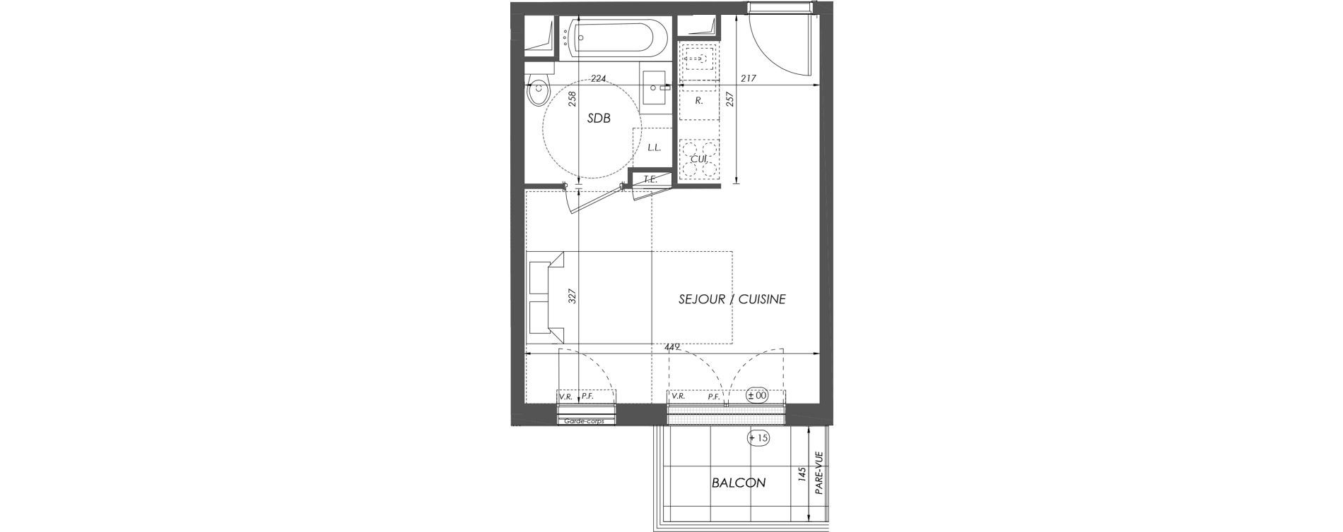 Appartement T1 de 25,25 m2 &agrave; V&eacute;lizy-Villacoublay Centre