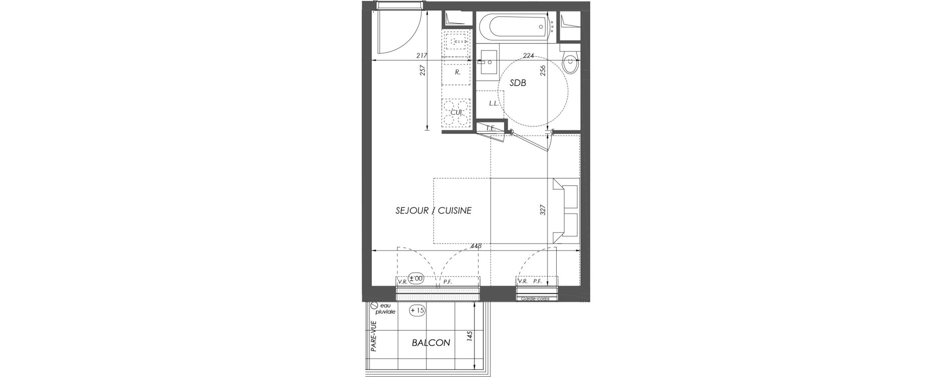 Appartement T1 de 25,25 m2 &agrave; V&eacute;lizy-Villacoublay Centre