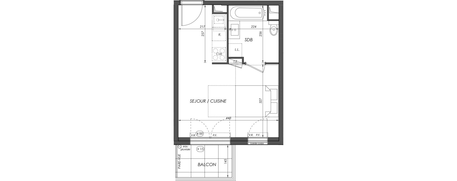 Appartement T1 de 25,25 m2 &agrave; V&eacute;lizy-Villacoublay Centre