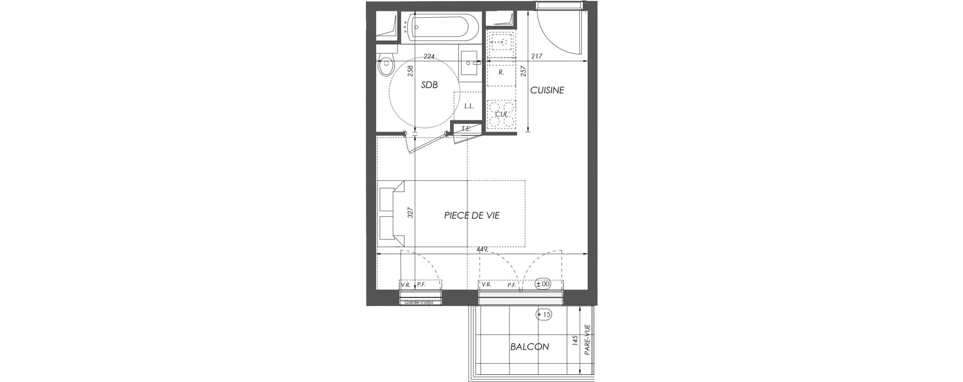 Appartement T1 de 25,25 m2 &agrave; V&eacute;lizy-Villacoublay Centre