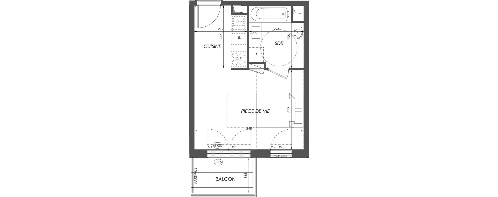 Appartement T1 de 25,25 m2 &agrave; V&eacute;lizy-Villacoublay Centre