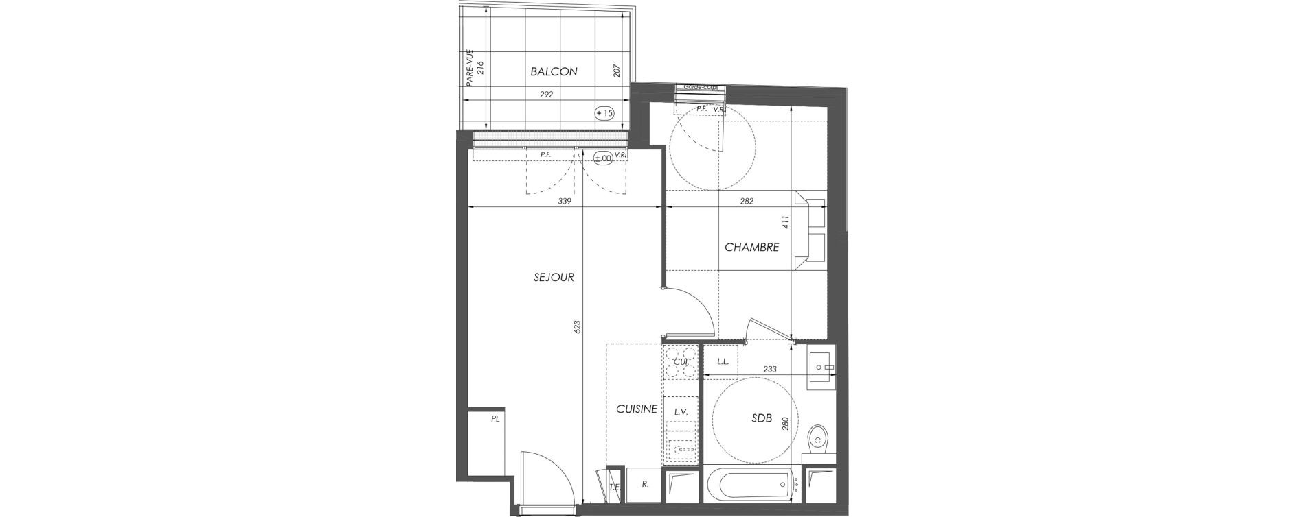 Appartement T2 de 39,71 m2 &agrave; V&eacute;lizy-Villacoublay Centre