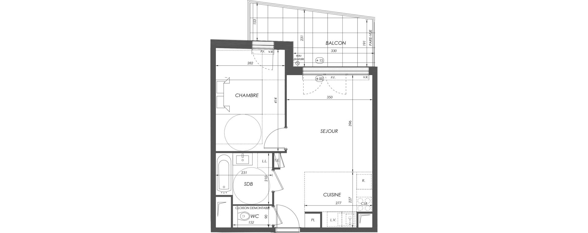 Appartement T2 de 40,47 m2 &agrave; V&eacute;lizy-Villacoublay Centre