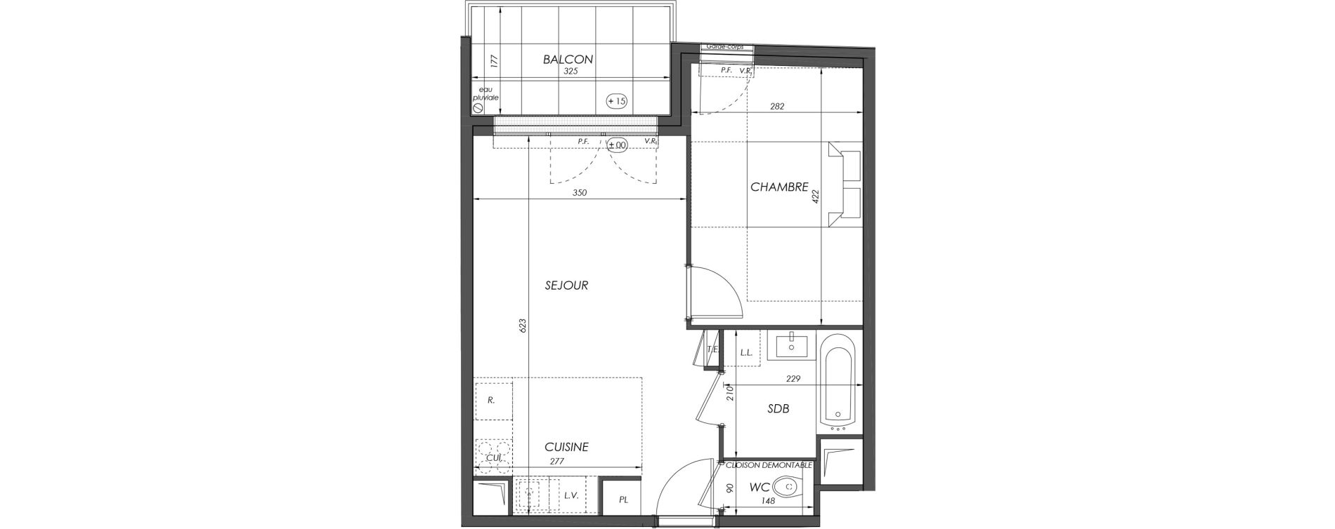 Appartement T2 de 40,57 m2 &agrave; V&eacute;lizy-Villacoublay Centre