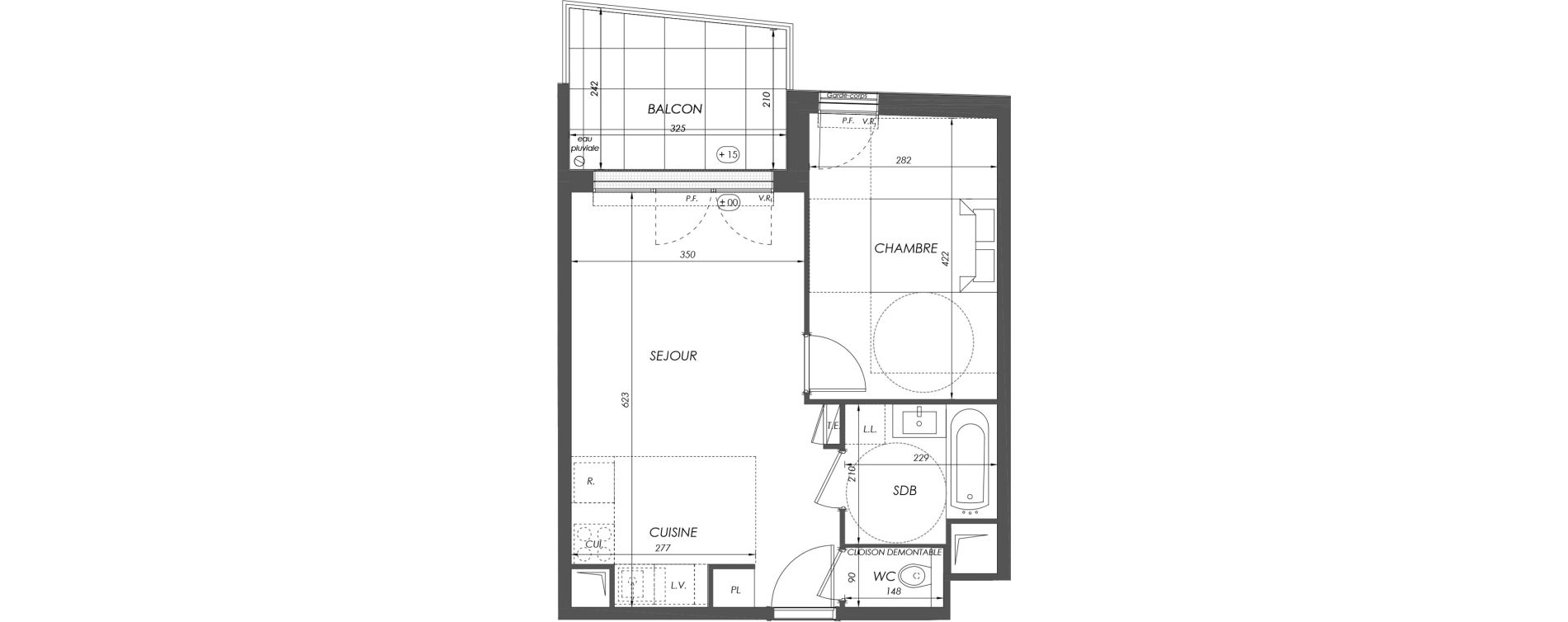 Appartement T2 de 40,57 m2 &agrave; V&eacute;lizy-Villacoublay Centre