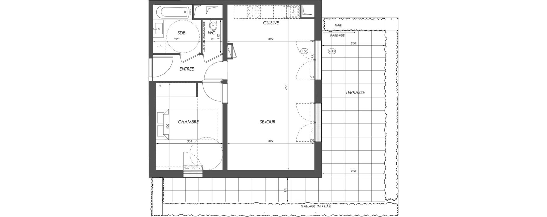 Appartement T2 de 51,72 m2 &agrave; V&eacute;lizy-Villacoublay Centre