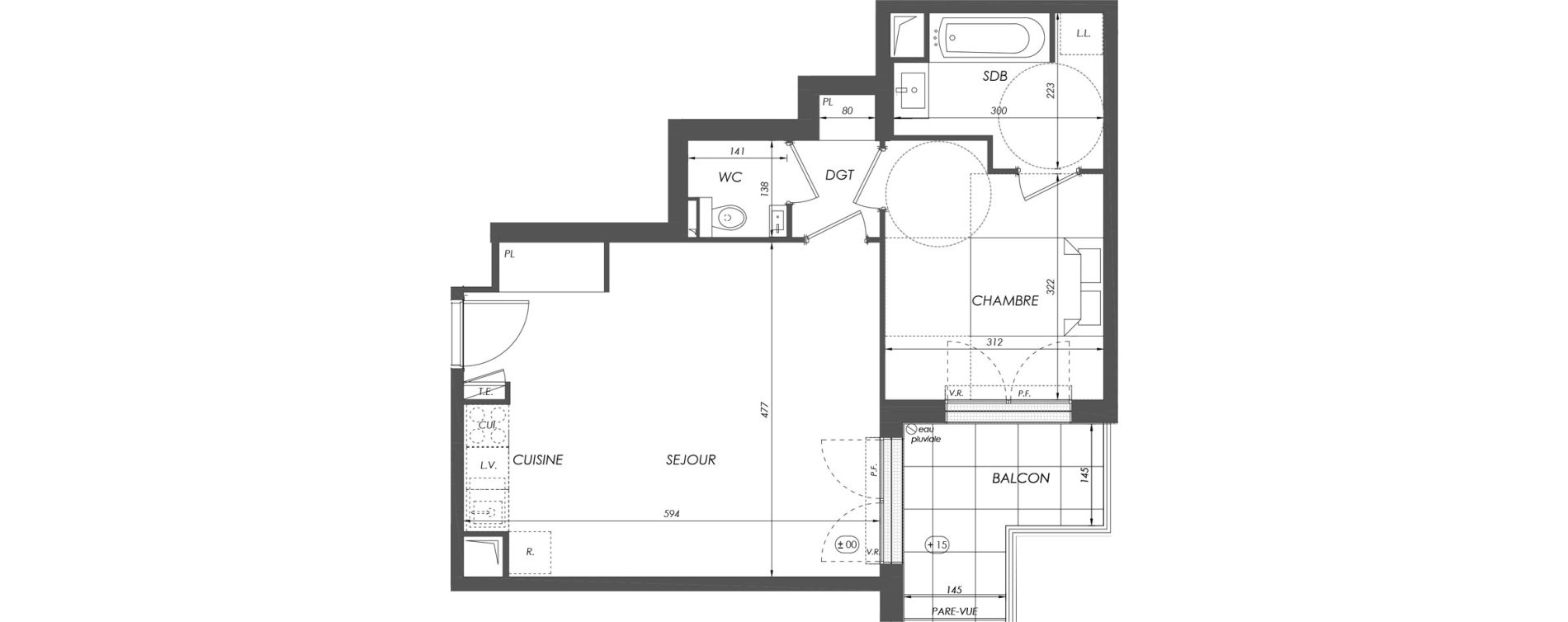 Appartement T2 de 47,65 m2 &agrave; V&eacute;lizy-Villacoublay Centre