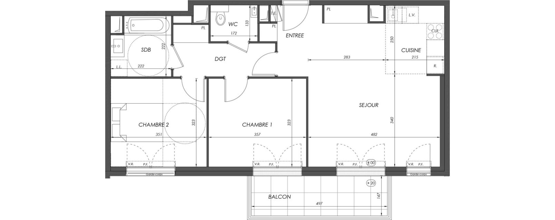 Appartement T3 de 66,80 m2 &agrave; V&eacute;lizy-Villacoublay Centre