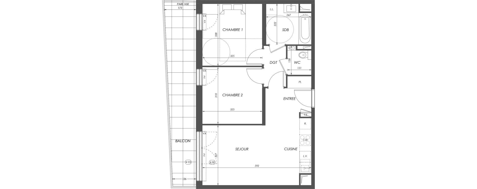 Appartement T3 de 55,39 m2 &agrave; V&eacute;lizy-Villacoublay Centre