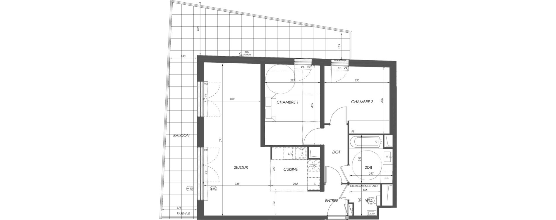 Appartement T3 de 67,59 m2 &agrave; V&eacute;lizy-Villacoublay Centre
