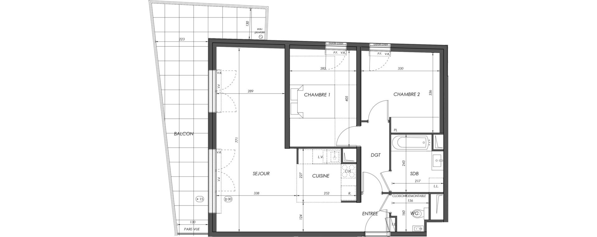 Appartement T3 de 67,59 m2 &agrave; V&eacute;lizy-Villacoublay Centre