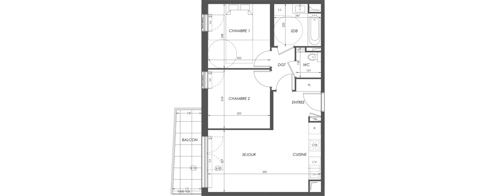 Appartement T3 de 55,39 m2 &agrave; V&eacute;lizy-Villacoublay Centre