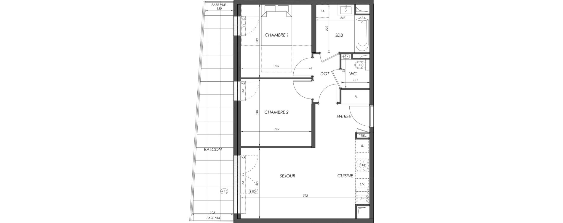 Appartement T3 de 55,39 m2 &agrave; V&eacute;lizy-Villacoublay Centre