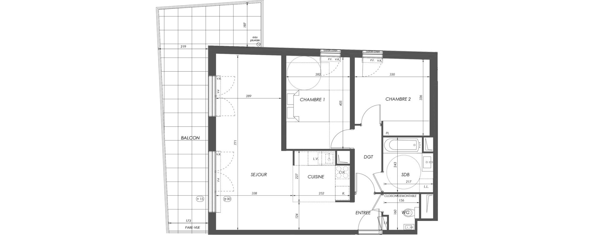 Appartement T3 de 67,59 m2 &agrave; V&eacute;lizy-Villacoublay Centre